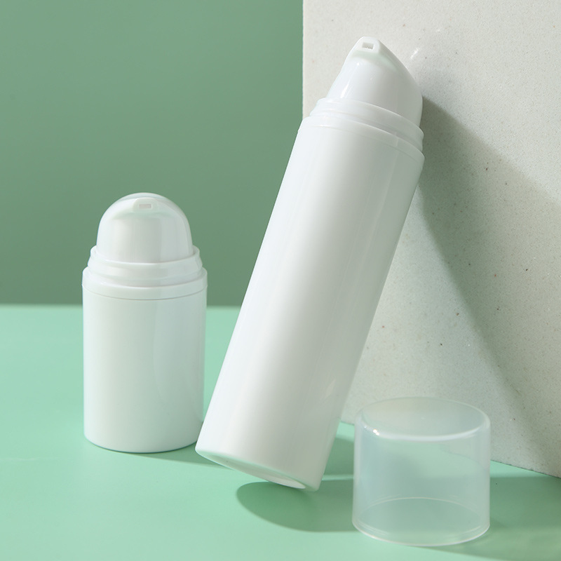 15ml 30ml 50ml White Airless Pump Bottles, Frosted Matte Vacuum Cosmetic Container for Serum Lotion Essence, Custom Logo Skincare Packaging Bulk Wholesale