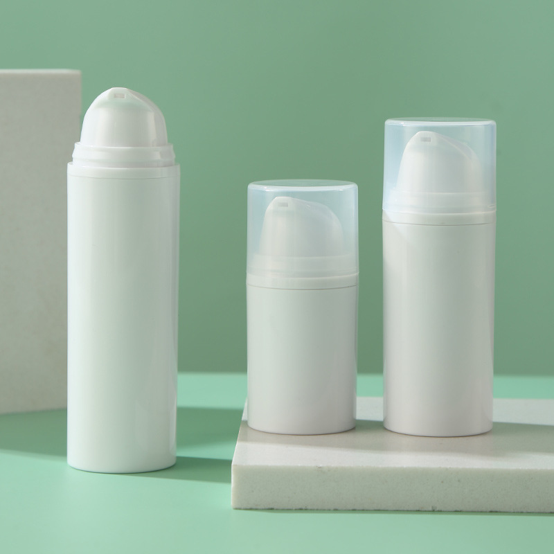 15ml 30ml 50ml White Airless Pump Bottles, Frosted Matte Vacuum Cosmetic Container for Serum Lotion Essence, Custom Logo Skincare Packaging Bulk Wholesale