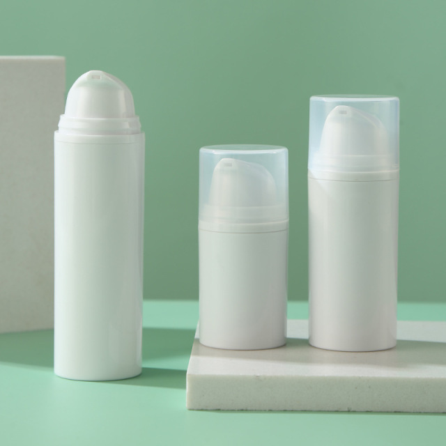 15ml 30ml 50ml White Airless Pump Bottles, Frosted Matte Vacuum Cosmetic Container for Serum Lotion Essence, Custom Logo Skincare Packaging Bulk Wholesale