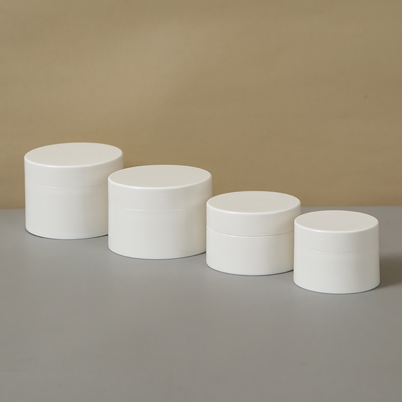 30g 50g 100g 120g Shiny White Double Layer Cosmetic Jars, Round Screw Lid Skincare Pots for Face Cream & Sleeping Mask, Custom Color Printing Empty Containers Bulk Supply