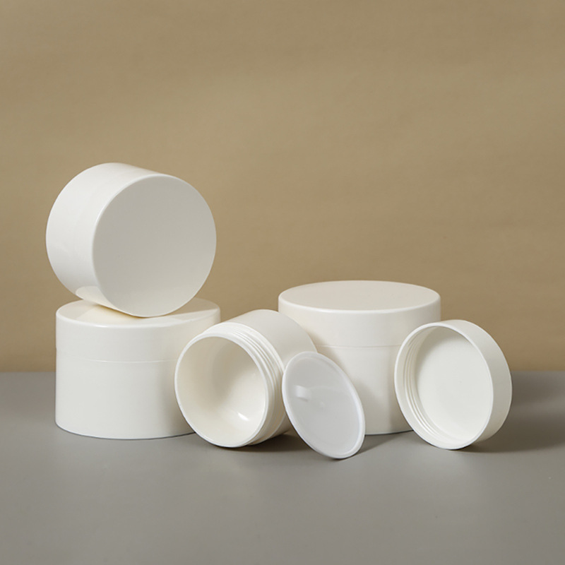 30g 50g 100g 120g Shiny White Double Layer Cosmetic Jars, Round Screw Lid Skincare Pots for Face Cream & Sleeping Mask, Custom Color Printing Empty Containers Bulk Supply