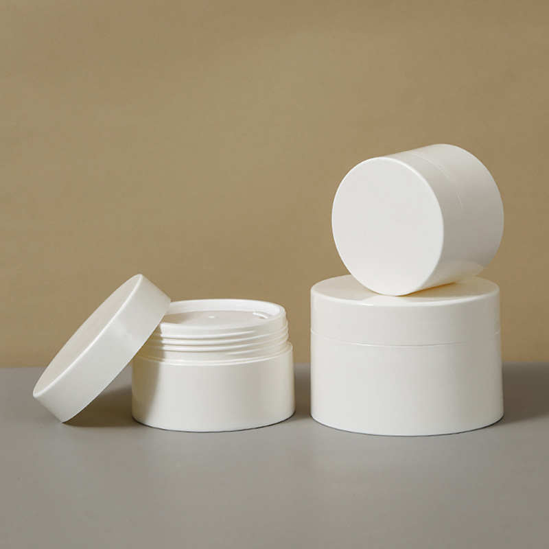 30g 50g 100g 120g Shiny White Double Layer Cosmetic Jars, Round Screw Lid Skincare Pots for Face Cream & Sleeping Mask, Custom Color Printing Empty Containers Bulk Supply