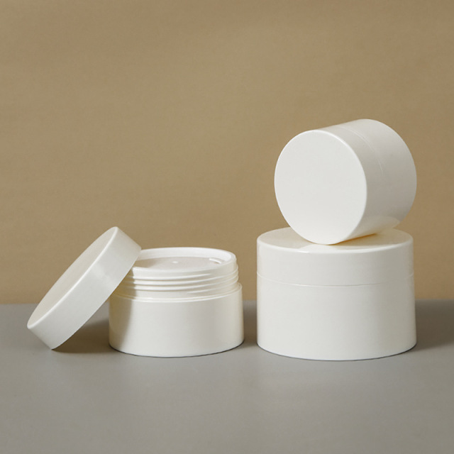 30g 50g 100g 120g Shiny White Double Layer Cosmetic Jars, Round Screw Lid Skincare Pots for Face Cream & Sleeping Mask, Custom Color Printing Empty Containers Bulk Supply