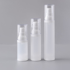 15ml 30ml 50ml Frosted Airless Pump Bottles, Matte White Vacuum Skincare Containers with Clear Cap, Refillable Bottle for Serum Lotion Custom Logo Wholesale