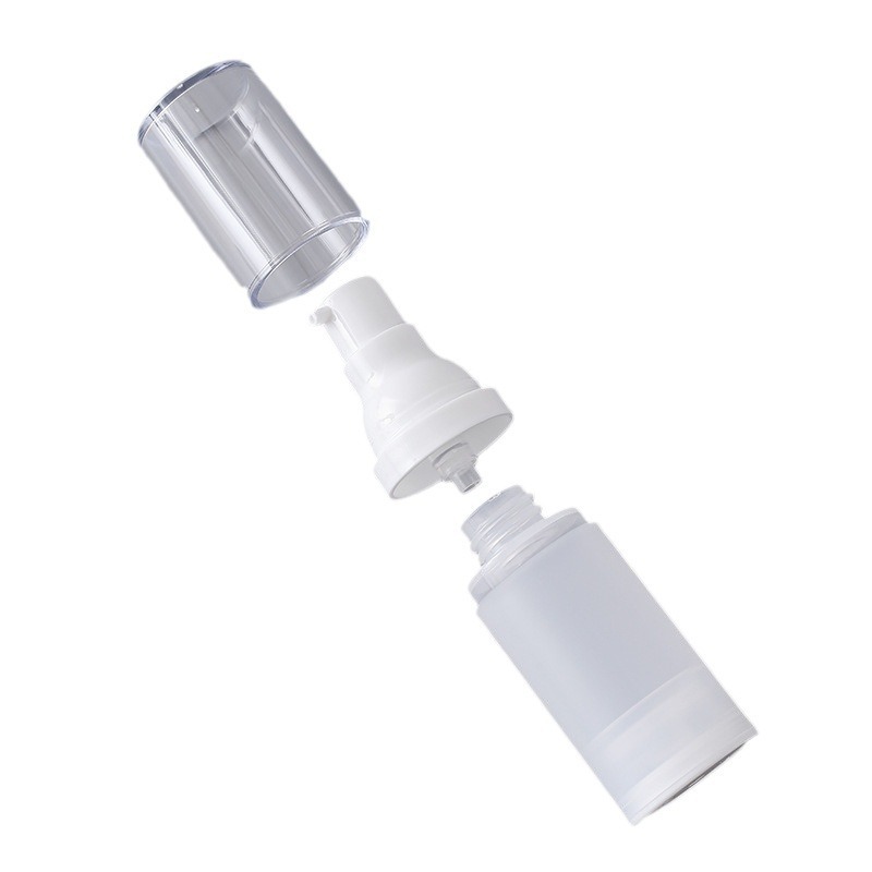 15ml 30ml 50ml Frosted Airless Pump Bottles, Matte White Vacuum Skincare Containers with Clear Cap, Refillable Bottle for Serum Lotion Custom Logo Wholesale