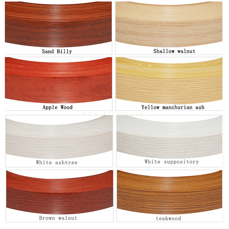 Factory direct sale pvc maple birch iron on edging shelf woodgrain edge strip