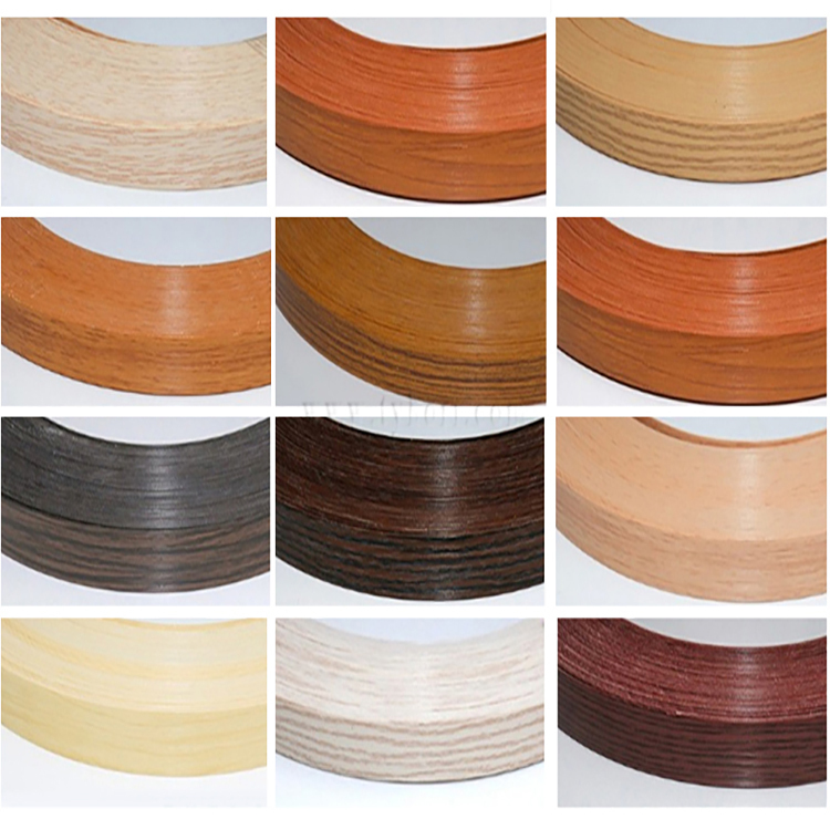 Factory direct sale pvc maple birch iron on edging shelf woodgrain edge strip