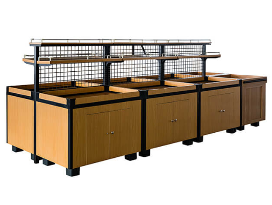 Wooden Vegetable Rack,Retail Fixtures, Gondola Shelving & LED Lighting | Voxreal Fixture
,Supermarket, Retail Chain Gondola Shelves and LED Lighting Manufacturer. 