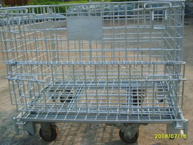 Industry Warehouse Storage Foldable Steel Pallet Baskets Wire Mesh Container,Warehouse Pallet Racking Accessories | Voxreal Fixture,Supermarket, Retail Chain Gondola Shelves and LED Lighting Manufacturer. 