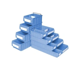 Durable Storage Blue Plastic Bins Containers with Lids for Shelving Use,Warehouse Pallet Racking Accessories | Voxreal Fixture,Supermarket, Retail Chain Gondola Shelves and LED Lighting Manufacturer. 