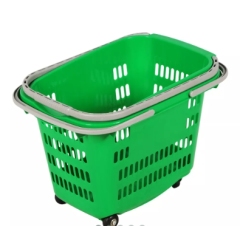 40L Shop Plastic Rolling Basket,Shopping Carts & Baskets for Supermarkets | Voxreal Fixture
,Supermarket, Retail Chain Gondola Shelves and LED Lighting Manufacturer. 
