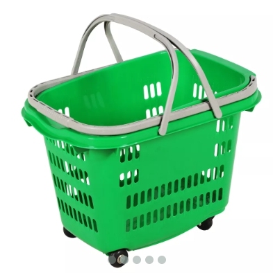 40L Shop Plastic Rolling Basket,Shopping Carts & Baskets for Supermarkets | Voxreal Fixture
,Supermarket, Retail Chain Gondola Shelves and LED Lighting Manufacturer. 