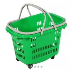 40L Shop Plastic Rolling Basket,Shopping Carts & Baskets for Supermarkets | Voxreal Fixture
,Supermarket, Retail Chain Gondola Shelves and LED Lighting Manufacturer. 