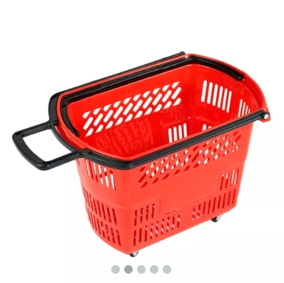 28L 4 Castors Rolling Shopping Basket,Shopping Carts & Baskets for Supermarkets | Voxreal Fixture
,Supermarket, Retail Chain Gondola Shelves and LED Lighting Manufacturer. 