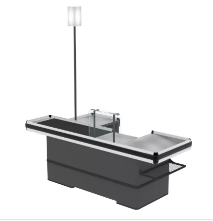 Checkout Counter Designed for Kuwait,Real-Time Store Data & Counters | Voxreal Fixture
,Supermarket, Retail Chain Gondola Shelves and LED Lighting Manufacturer. 