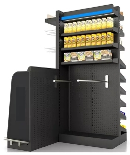 Checkout Counter with Display Shelf,Real-Time Store Data & Counters | Voxreal Fixture
,Supermarket, Retail Chain Gondola Shelves and LED Lighting Manufacturer. 