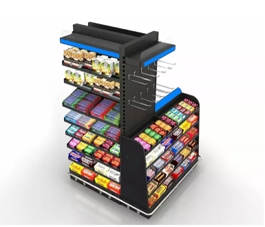 Checkout Counter with Display Shelf,Real-Time Store Data & Counters | Voxreal Fixture
,Supermarket, Retail Chain Gondola Shelves and LED Lighting Manufacturer. 