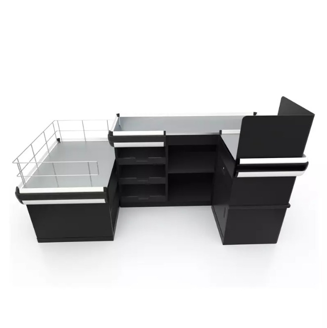 Supermarket Cashier Counter with Platform,Real-Time Store Data & Counters | Voxreal Fixture,Supermarket, Retail Chain Gondola Shelves and LED Lighting Manufacturer. 