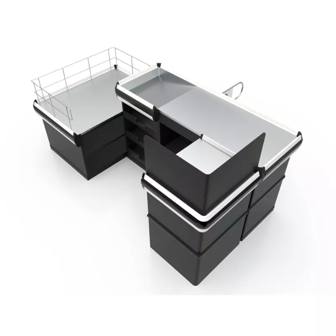 Supermarket Cashier Counter with Platform,Real-Time Store Data & Counters | Voxreal Fixture,Supermarket, Retail Chain Gondola Shelves and LED Lighting Manufacturer. 