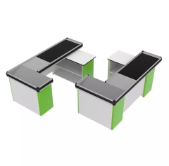 Checkout Counter with Conveyor Belt,Real-Time Store Data & Counters | Voxreal Fixture,Supermarket, Retail Chain Gondola Shelves and LED Lighting Manufacturer. 