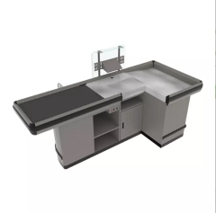 Checkout Counter with Conveyor Belt And Platform,Real-Time Store Data & Counters | Voxreal Fixture,Supermarket, Retail Chain Gondola Shelves and LED Lighting Manufacturer. 