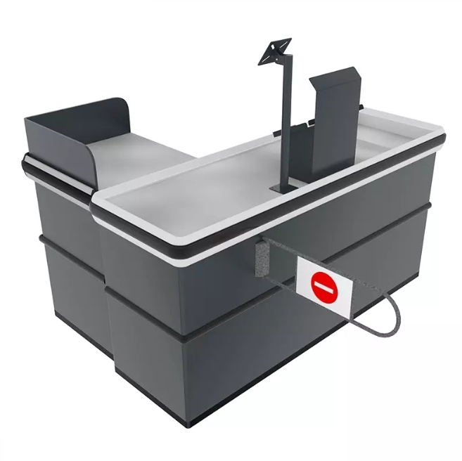 Standard Checkout Counter,Real-Time Store Data & Counters | Voxreal Fixture,Supermarket, Retail Chain Gondola Shelves and LED Lighting Manufacturer. 