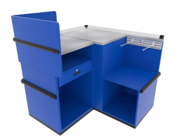 Convenience Store Mini Checkout Counter,Real-Time Store Data & Counters | Voxreal Fixture,Supermarket, Retail Chain Gondola Shelves and LED Lighting Manufacturer. 