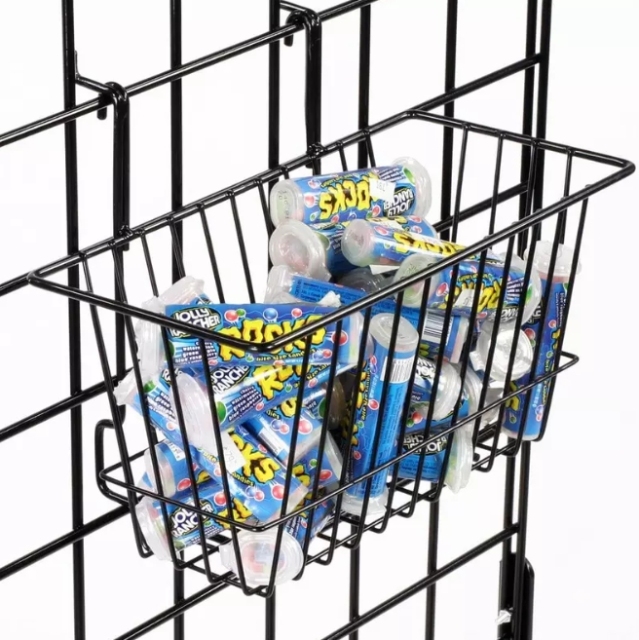 Gridwall Baskets: for Slatwall and Gridwall 12" x 6" x 6",Gridwall Baskets: for Slatwall and Gridwall 12" x 6" x 6",Supermarket, Retail Chain Gondola Shelves and LED Lighting Manufacturer. 