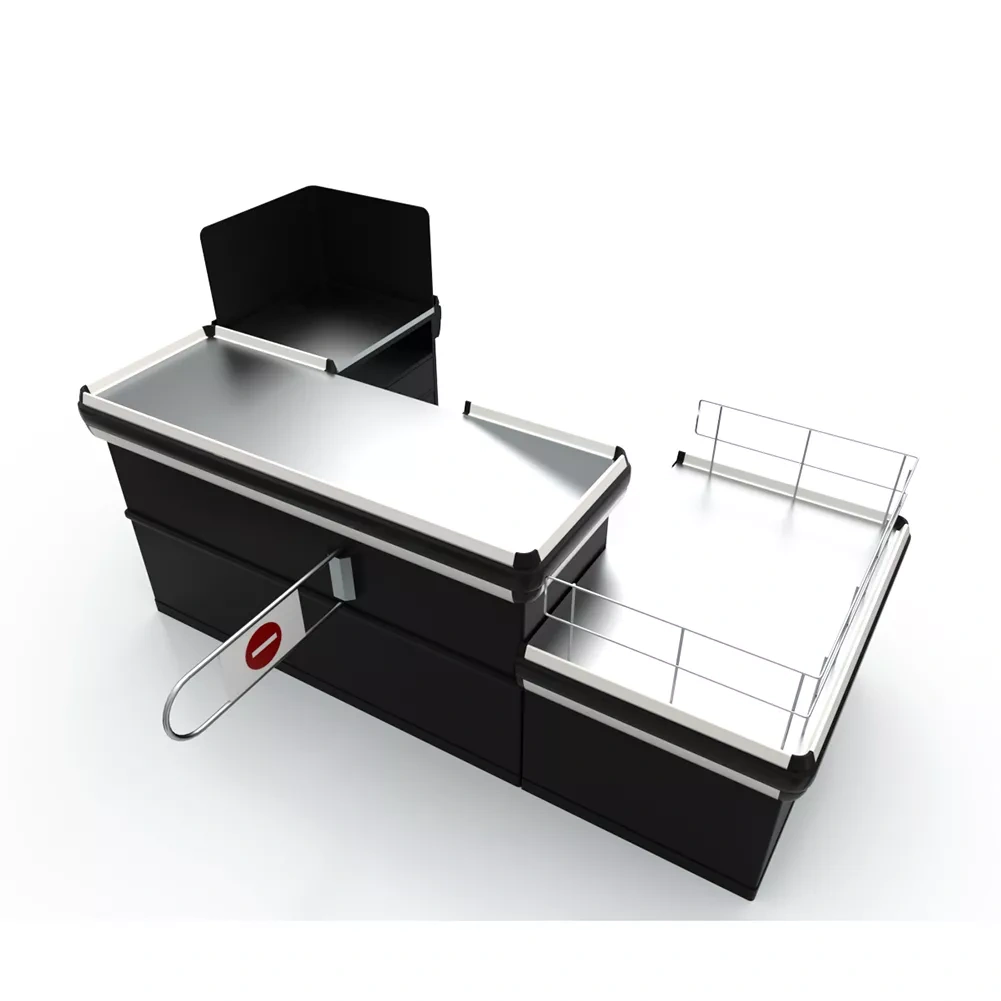 Supermarket Cashier Counter with Platform,Real-Time Store Data & Counters | Voxreal Fixture,Supermarket, Retail Chain Gondola Shelves and LED Lighting Manufacturer. 