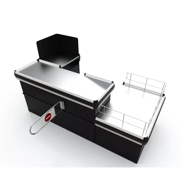 Supermarket Cashier Counter with Platform,Real-Time Store Data & Counters | Voxreal Fixture,Supermarket, Retail Chain Gondola Shelves and LED Lighting Manufacturer. 