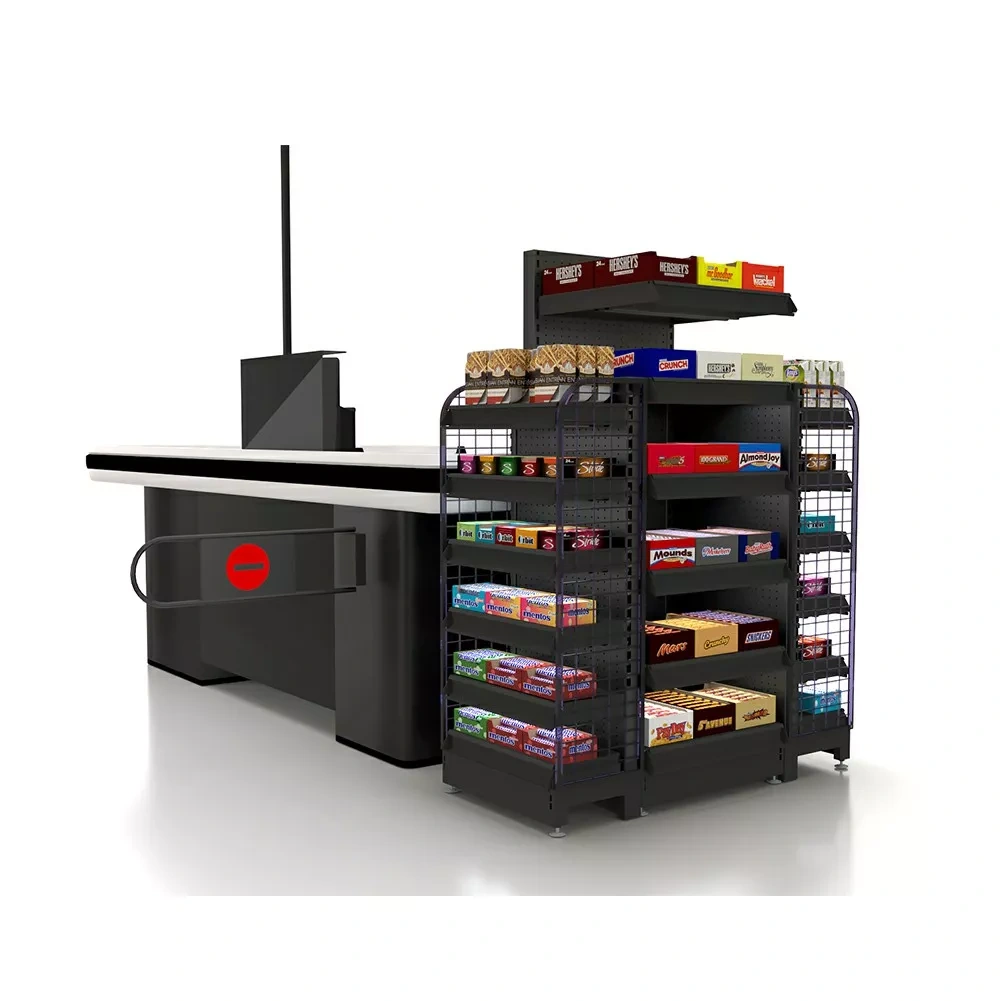 Supermarket Shelf with Checkout Counter,Real-Time Store Data & Counters | Voxreal Fixture,Supermarket, Retail Chain Gondola Shelves and LED Lighting Manufacturer. 