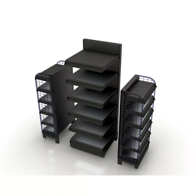 Supermarket Shelf with Checkout Counter,Real-Time Store Data & Counters | Voxreal Fixture,Supermarket, Retail Chain Gondola Shelves and LED Lighting Manufacturer. 