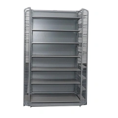 Heavy Duty Black Metal Double Sided Retail Store Gondola Tego Shelving,retail store fixtures supplier China,Supermarket, Retail Chain Gondola Shelves and LED Lighting Manufacturer. 