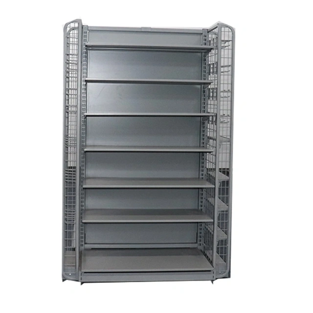 Heavy Duty Black Metal Double Sided Retail Store Gondola Tego Shelving,retail store fixtures supplier China,Supermarket, Retail Chain Gondola Shelves and LED Lighting Manufacturer. 