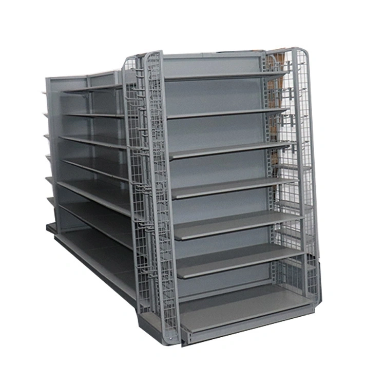Heavy Duty Black Metal Double Sided Retail Store Gondola Tego Shelving,retail store fixtures supplier China,Supermarket, Retail Chain Gondola Shelves and LED Lighting Manufacturer. 