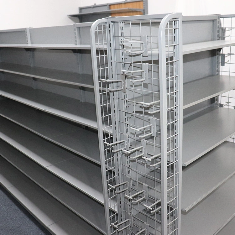 Heavy Duty Black Metal Double Sided Retail Store Gondola Tego Shelving,retail store fixtures supplier China,Supermarket, Retail Chain Gondola Shelves and LED Lighting Manufacturer. 
