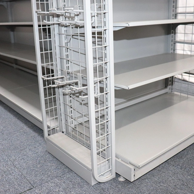 Heavy Duty Black Metal Double Sided Retail Store Gondola Tego Shelving,retail store fixtures supplier China,Supermarket, Retail Chain Gondola Shelves and LED Lighting Manufacturer. 