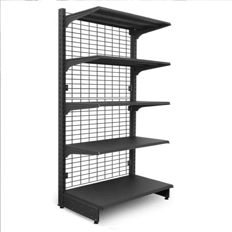 Medium Duty Double Sided Modern Metal Retail Store Supermarket Display Mesh Shelves,supermarket shelving price China factory,Supermarket, Retail Chain Gondola Shelves and LED Lighting Manufacturer. 