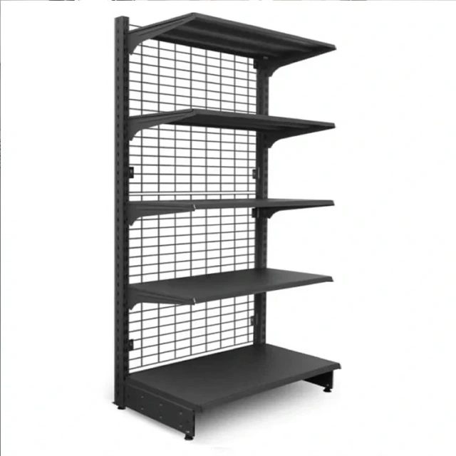 Medium Duty Double Sided Modern Metal Retail Store Supermarket Display Mesh Shelves,supermarket shelving price China factory,Supermarket, Retail Chain Gondola Shelves and LED Lighting Manufacturer. 