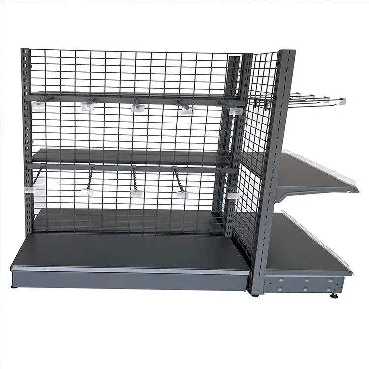 Medium Duty Double Sided Modern Metal Retail Store Supermarket Display Mesh Shelves,supermarket shelving price China factory,Supermarket, Retail Chain Gondola Shelves and LED Lighting Manufacturer. 