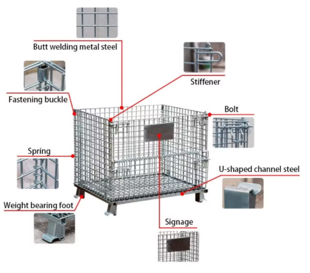 Heavy Duty 1200*1000*890mm Foldable Wire Container Storage Cage Metal Turnover Box Warehouse Iron Cage,Heavy Duty 1200*1000*890mm Foldable Wire Container Storage Cage Metal Turnover Box Warehouse Iron Cage,Supermarket, Retail Chain Gondola Shelves and LED Lighting Manufacturer. 