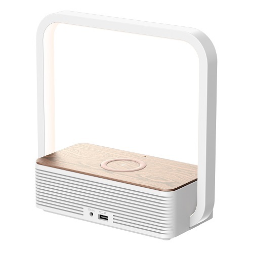 Bedside Night Light LED Table Lamp with Smart Speaker and Wireless Charger Bedroom A15B