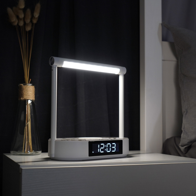 Wireless Charger Bedside Night Light Table Lamps with Digital Clock Bedroom B16