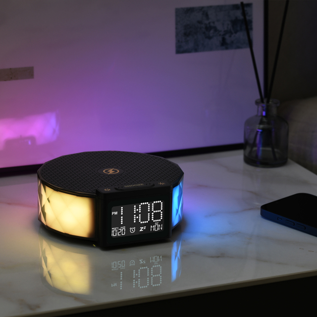 Bedside clock with wireless charger