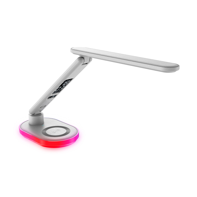 Imitation Leather LED Desk Lamp with Wireless Charger and USB outport