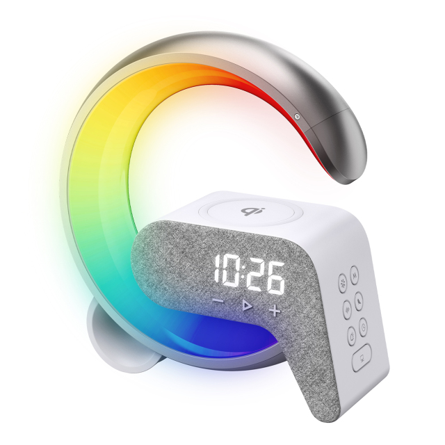 Bedside clock with RGB light&wireless charger