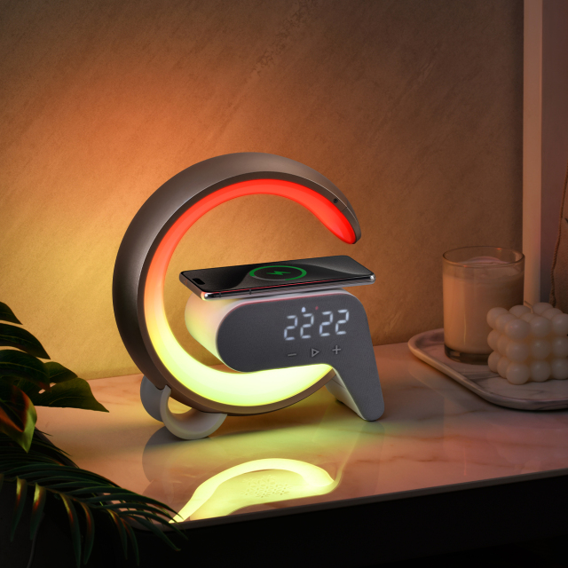 Bedside clock with RGB light&wireless charger