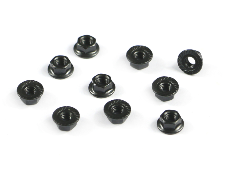 Nut M4 flanged, knurled  (10) (SER110452)