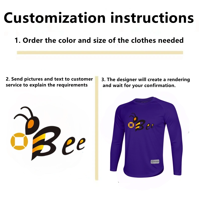 Purple long-sleeved shirt can be customized with any pattern, LOGO, name and number
