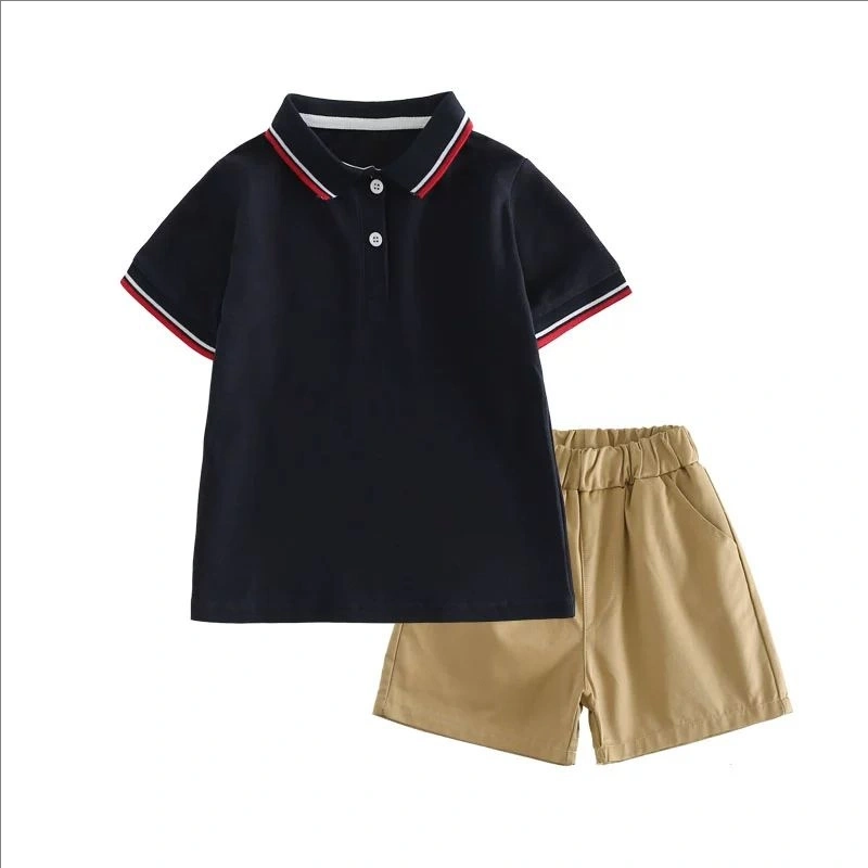 Black and gray short-sleeved children's suit can be customized with any picture, LOGO, name and number